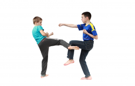 2 jongens doen aan zelfverdediging